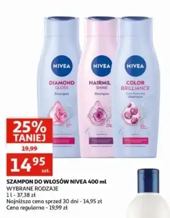 Auchan Szampon do włosów natural shine Nivea Hairmilk oferta