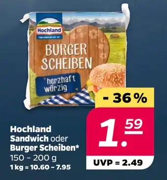 Netto Hochland Sandwich oder Burger Scheiben oferta