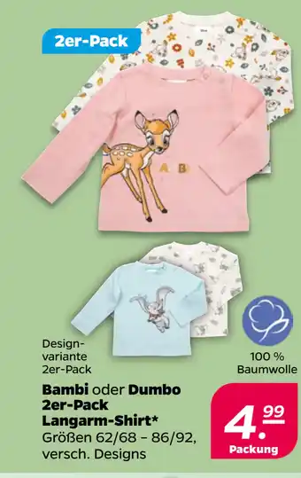 Netto Bambi oder Dumbo 2er-Pack Langarm-Shirt oferta