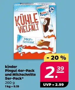 Netto kinder Pingui 4er-Pack und Milchschnitte 5er-Pack oferta