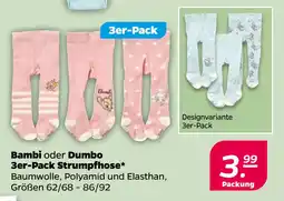 Netto Bambi oder Dumbo 3er-Pack Strumpfhose oferta