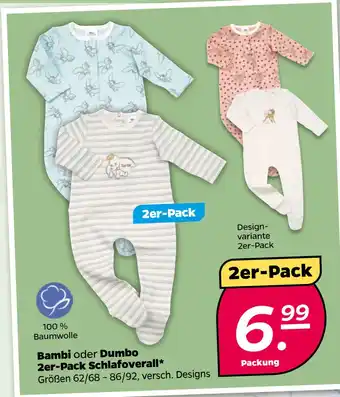 Netto Bambi oder Dumbo 2er-Pack Schlafoverall oferta