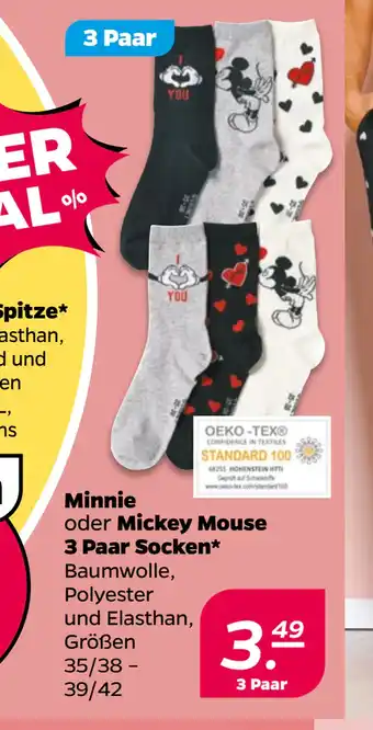 Netto Minnie oder Mickey Mouse 3 Paar Socken oferta