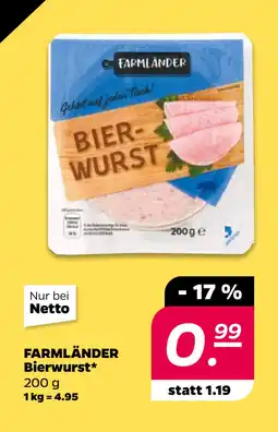 Netto FARMLÄNDER Bierwurst oferta