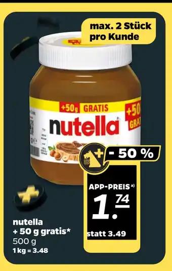 Netto nutella + 50 g gratis oferta