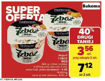 Carrefour Market Jogurt jabłko-pomarańcza Bakoma 7 zbóż men oferta