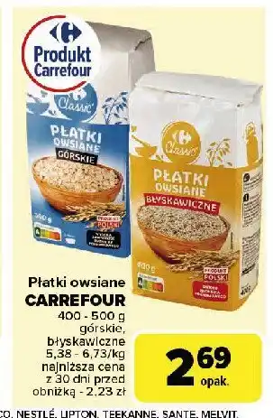 Carrefour Market Płatki owsiane górskie Carrefour classic oferta