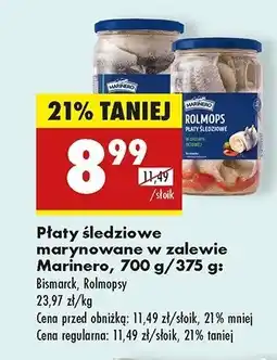 Biedronka Filety śledziowe w zalecie octowej rolmopsy Marinero oferta