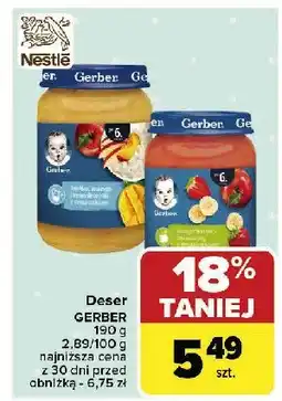 Carrefour Market Deserek mus bananowo-truskawkowy z jabłkami Gerber oferta