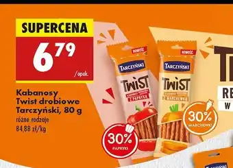 Biedronka Kabanosy drobiowo- wieprzowe z marchewką Tarczyński twist oferta