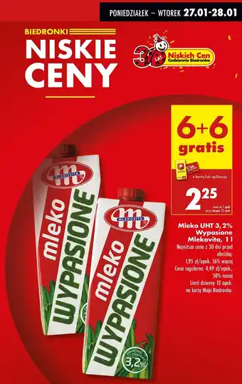 Biedronka Mleko 3.2% Mlekovita wypasione oferta