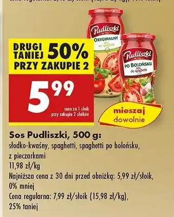 Biedronka Sos do makaronu z pieczarkami Pudliszki oferta