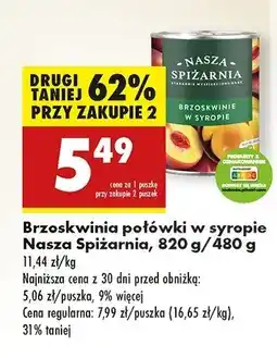 Biedronka Brzoskwinie w syropie Nasza spiżarnia oferta