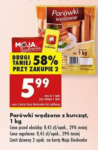 Biedronka Parówki wędzone z kurcząt oferta