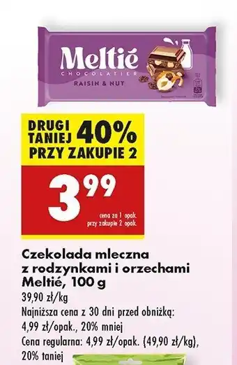 Biedronka Czekolada mleczna z rodzynkami Meltie oferta