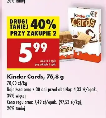 Biedronka Herbatniki z czekoladą Kinder cards oferta