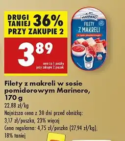 Biedronka Filety z makreli w sosie pomidorowym Marinero oferta