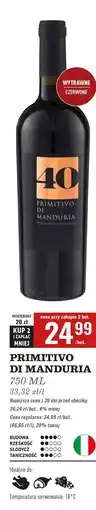 Biedronka Wino Primitivo Di Manduria 40 oferta