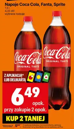 Delikatesy Centrum Napoje Coca Cola, Fanta, Sprite oferta