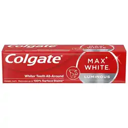 Biedronka Colgate Max White Luminous Wybielająca pasta do zebów z fluorem 75 ml oferta