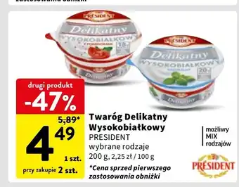 Intermarche Twaróg wysokobiałkowy naturalny President oferta