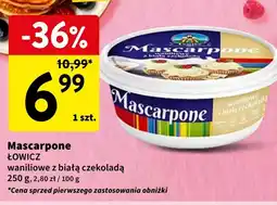 Intermarche Ser mascarpone waniliowe z białą czekolada Łowicz 1906 oferta