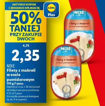 Lidl Nixe filety z makreli w sosie pomidorowym oferta