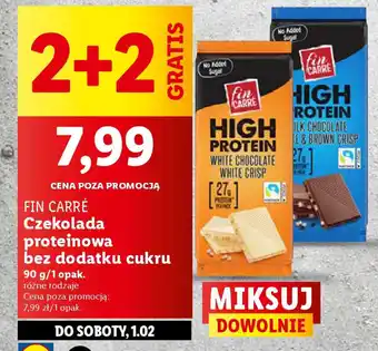 Lidl Fin carré czekolada proteinowa bez dodatku cukru oferta