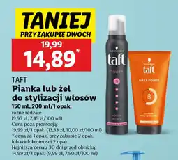 Lidl Taft pianka lub żel do stylizacji włosów oferta