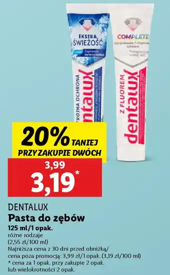 Lidl Dentalux pasta do zębów oferta