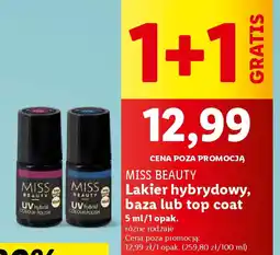 Lidl Miss beauty lakier hybrydowy, baza lub top coat oferta
