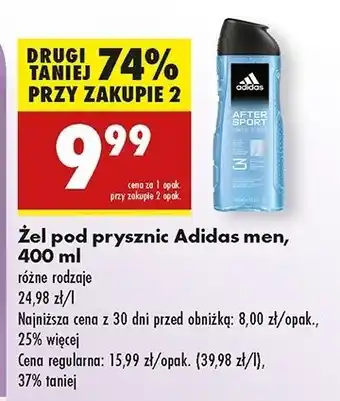 Biedronka Żel pod prysznic Adidas Men After Sport oferta