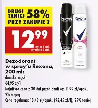 Biedronka Dezodorant invisible black & white Rexona Men Invisible oferta