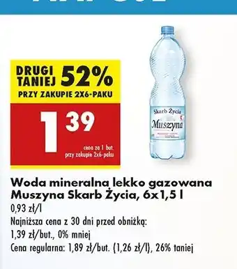 Biedronka Woda lekko gazowana Muszyna Skarb Życia oferta