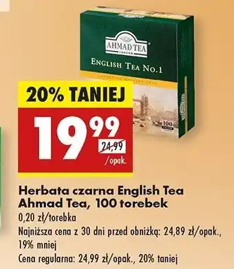 Biedronka Herbata ekspresowa z zawieszką Ahmad Tea London English No. 1 oferta