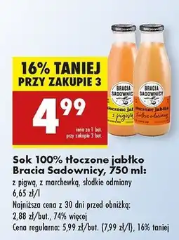 Biedronka Sok tłoczony jabłko i pigwa Bracia Sadownicy oferta