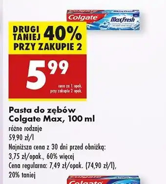 Biedronka Pasta do zębów cooling crystals Colgate Max Fresh oferta