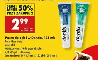 Biedronka Pasta do zębów extra clean white Dentix oferta