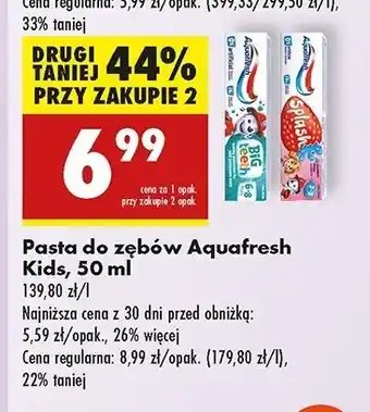 Biedronka Pasta do zębow truskawkowa 3-8 lat Aquafresh Splash oferta