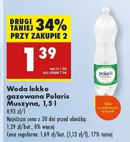 Biedronka Woda lekko gazowana Polaris Muszyna oferta