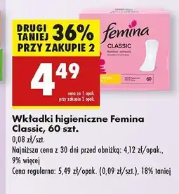 Biedronka Wkładki higieniczne normal Femina Classic oferta