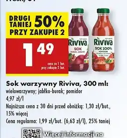 Biedronka Sok 100% pomidorowy z solą morską Riviva oferta