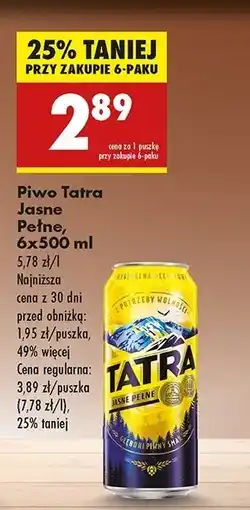 Biedronka Piwo Tatra Jasne Pełne oferta