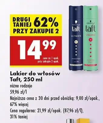 Biedronka Lakier do włosów ultra strong Taft Volume oferta