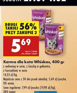 Biedronka Karma dla kota z kurczakiem w sosie Whiskas oferta