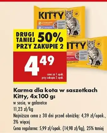 Biedronka Karma dla kota indyk w galarecie + wołowina Kitty oferta