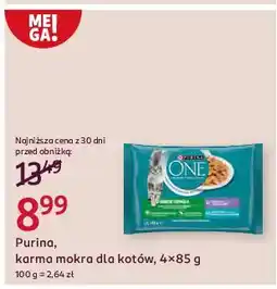 Rossmann Karma dla kota indoor formula cielęcina z marchewką + tuńczyk zieloną fasolką Purina One oferta