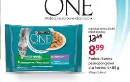 Rossmann Karma dla kota indoor formula cielęcina z marchewką + tuńczyk zieloną fasolką Purina One oferta