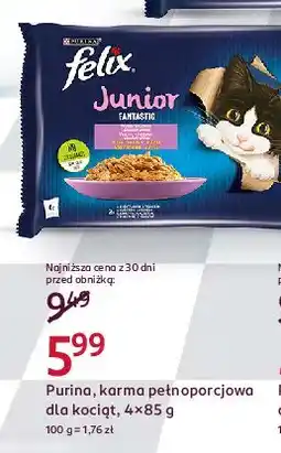 Rossmann Karma dla kota kurczak + łosoś Purina Felix Junior oferta