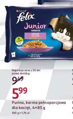 Rossmann Karma dla kota kurczak + łosoś Purina Felix Junior oferta